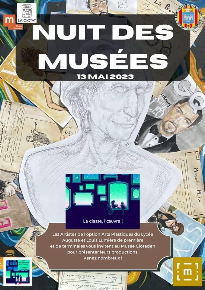 Affiche Nuit des Musée 2023 Musée Ciotaden. La Classe l'œuvre Lycée Lumière option Arts Plastiques